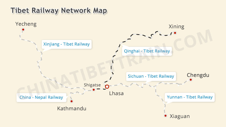 Tibet Railway Network Map