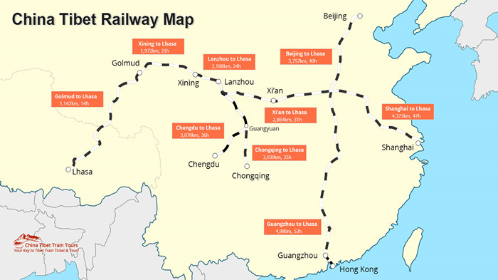 China Tibet Railway Route Map