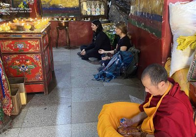 Traveler photo: Meditating in a Buddhist monastery during our Tibet tour. (October 2024)