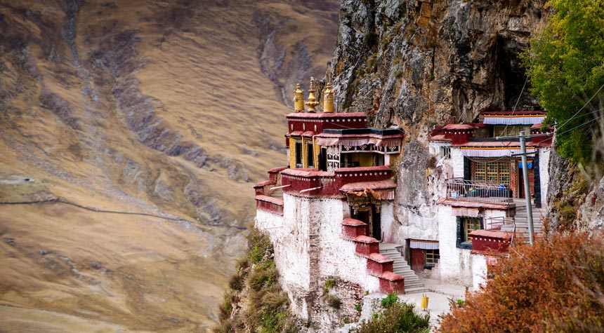 Drak Yerpa Monastery in Tibet