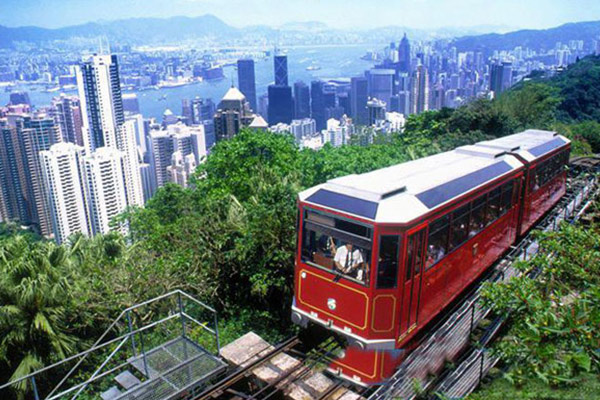 Ride the tram to the top of Victoria Peak