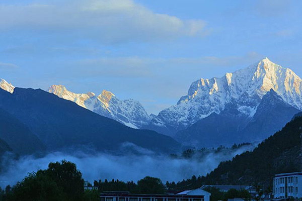 View of Himalayas from Kyirong Valley