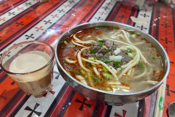 Tibetan buttered tea and Tibetan Noodle