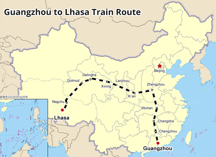 Guangzhou to Lhasa Train Route