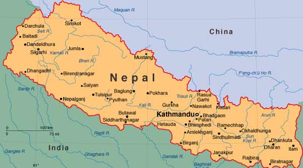 Map Of Nepal And China